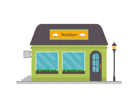 Bookstore building icon.  vector illustration in flat style.のイラスト素材