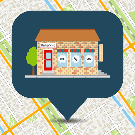 Barbershop icon on city map. EPS10 vector illustration in flat style.のイラスト素材