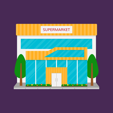 Supermarket building front facade or grocery store icon. EPS10 vector illustration.のイラスト素材
