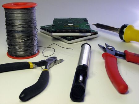 Selectio of soldering tools at the readyの写真素材