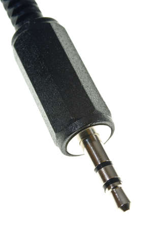 Black Stereo 3.5mm Jack plug on cableの写真素材
