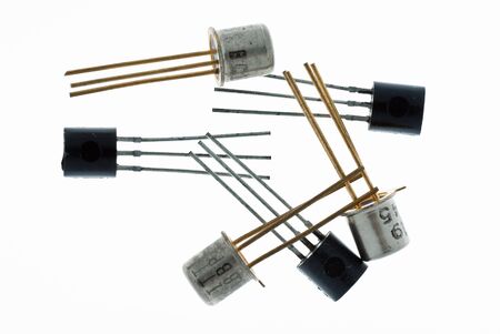 Multiple Transistors isolated on whiteの写真素材