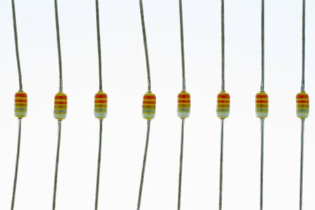 Inductors or Resistors isolated on whiteの写真素材