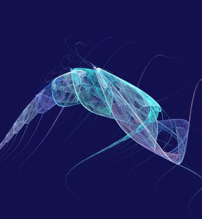 Abstract rendering of Shrimp on blue backgroundの写真素材