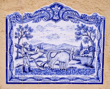 decorative farm scene pattern on a Spanish wall