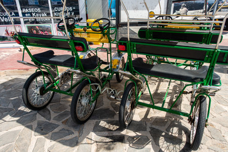 Guardamar, Costa Blanca, Spain - July 22 2019 : Marina and Beach areas, with cycles for hireのeditorial素材