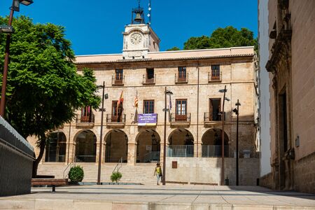 Denia, Valenciana, Spain - Sept 23 2019 : streets of Denia with tourists wandering around.のeditorial素材