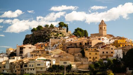 Polop, Valenciana, Spain - Nov 04 2019 : Church and Old Castle of Polop.のeditorial素材