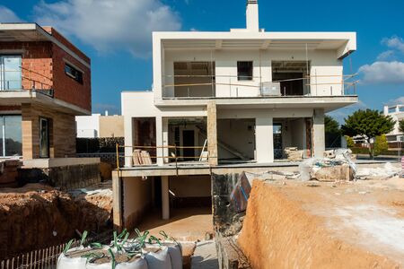 new houses being built on spanish urbanisation with underbuildの写真素材