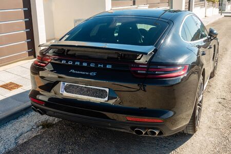 Torrevieja, Valenciana, Spain - Jan 12 2020 : Porsche Panamera 4s parked in spanish urbanisationのeditorial素材