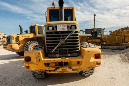 Torrevieja, Alicante, Spain - Jan 17 2020 : Volvo Tractor on builing site in Spainのeditorial素材