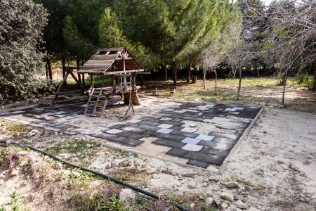 dilapidated childrens play area in the village of Torremendo in Spainの写真素材