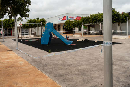Torrevieja, Valenciana, Spain - Apr 17 2020 : empty childrens playgound due to Corvid-19 virus outbreak and self isolatingのeditorial素材