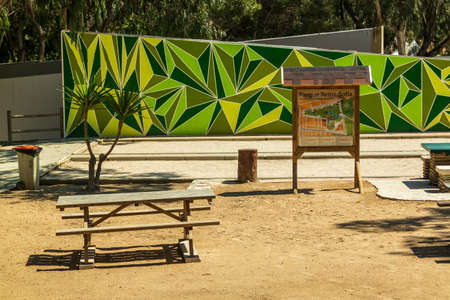 Guardamar, Valenciana, Spain - Apr 16 2021 : Reina Sofia Parque with animals and play area for childrenのeditorial素材