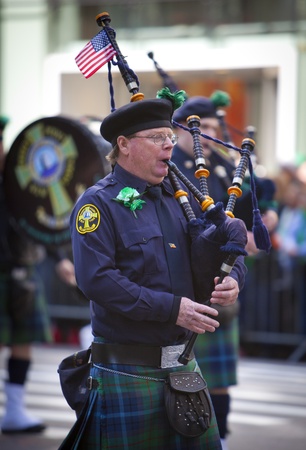 NEW YORK, NY, USA MAR 17: Bagpipers at the St. Patrick's Day Parade on March 17, 2012 in New York...