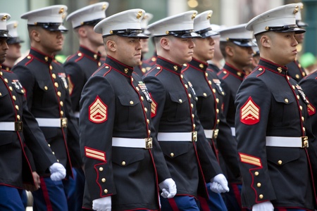 NEW YORK, NY, USA MAR 17:  United States Marine Corps at the St. Patrick's Day Parade on March 17,...