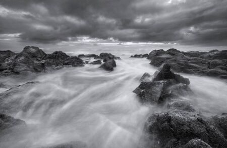dramatic storm at seaの写真素材