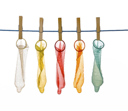 Condom on a washing lineの写真素材
