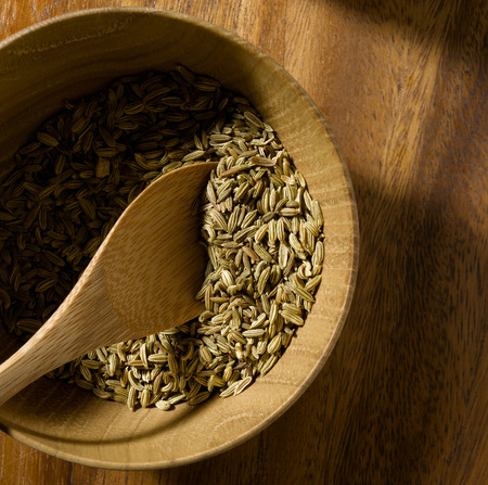 Fennel Seed a wooden backgroundの写真素材