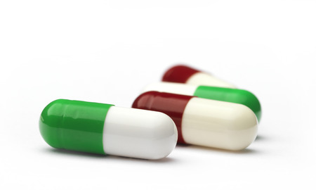 Gel Capsule on white background.の写真素材