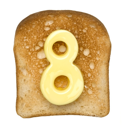 Isolated Toast with butter number 8の写真素材