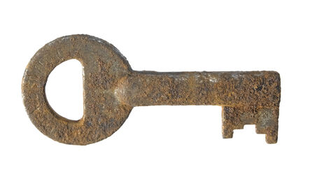 Vintage Key isolated on whiteの写真素材