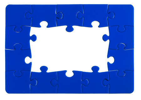 Jigsaw pieces on a white backgroundの写真素材