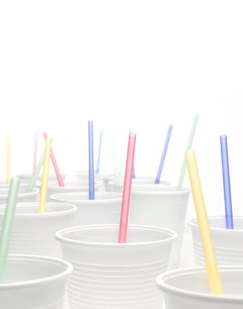 Straws and party disposable cupsの写真素材