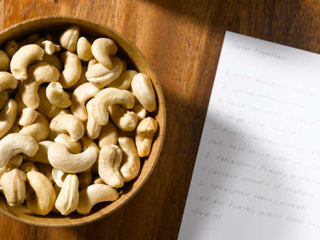 Cashew nuts in bowlの写真素材