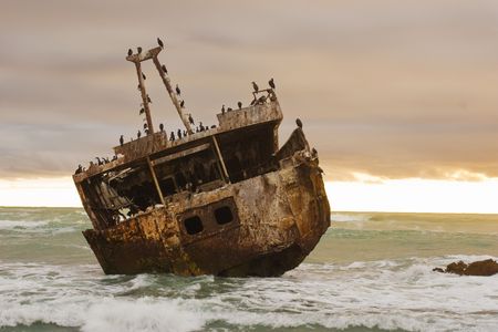 Shipwreck of the coast of South Africa near Agulhasの写真素材