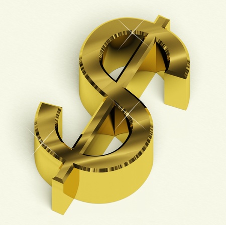 Gold Dollar Sign As Symbol For Money Or Wealthの写真素材