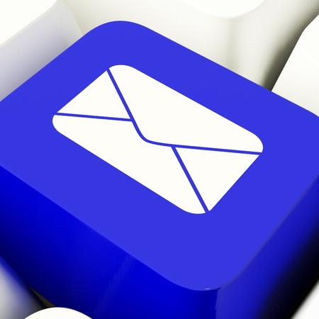 Envelope Computer Key In Blue For Emails Or Contactingの写真素材
