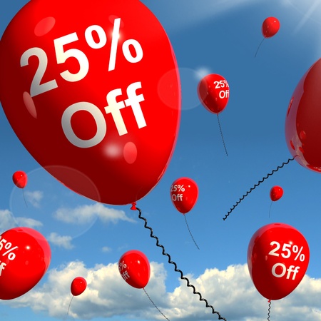 Balloon With 25% Off Shows Sale Discount Of Twenty Five Percent
