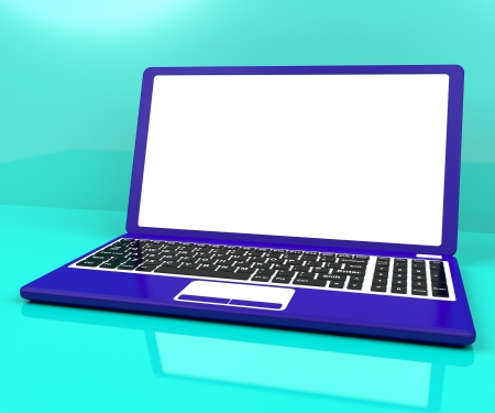 Computer On Desk With White Copy Spaceの写真素材