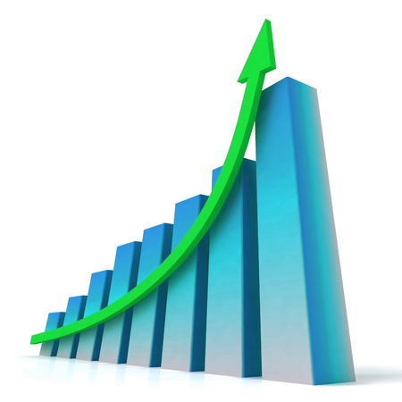 Blue Bar Chart Showing Increasing Profit against Budget