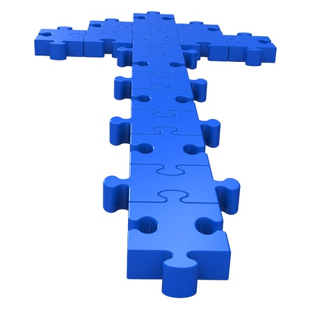 Arrow Pointing Forward Puzzle Shows Destiny And Futureの写真素材