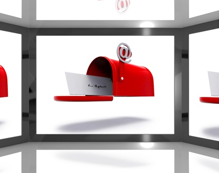 Mailbox On Screen Shows Electronically Mailing And Online Communicationsの写真素材