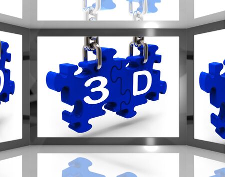 3D On Screen Showing Three Dimensional Television Or Cinemaの写真素材