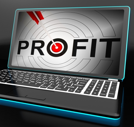 Profit On Laptop Showing Expected Incomes And Growthの写真素材