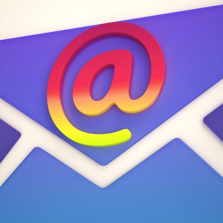 At Sign Envelope Showing Correspondence on Webの写真素材