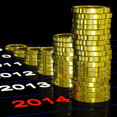 Coins On 2014 Shows Financial Expectations Or Goalsの写真素材