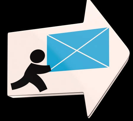 Delivering Mail Arrow Shows Express Delivery Or Delivery Manの写真素材
