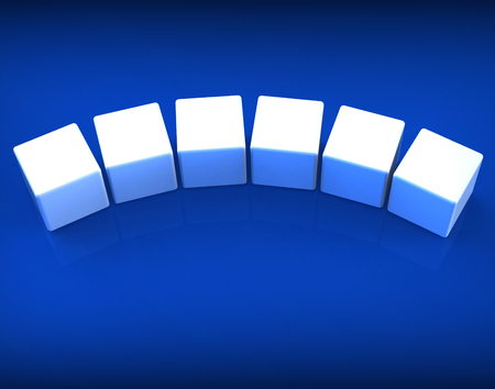 Six Blank Dice Showing Copyspace For 6 Letter Wordの写真素材