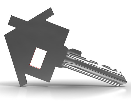 Key With House Shows Home Security Or Protectionの写真素材