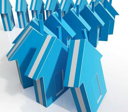 Houses Falling Showing Real Estate Or Housing Market Failingの写真素材