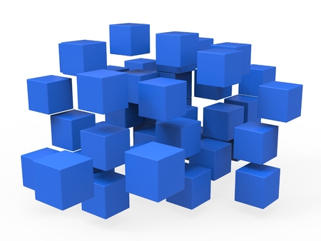 Exploded Blocks Shows Unorganized Puzzle And Explosion