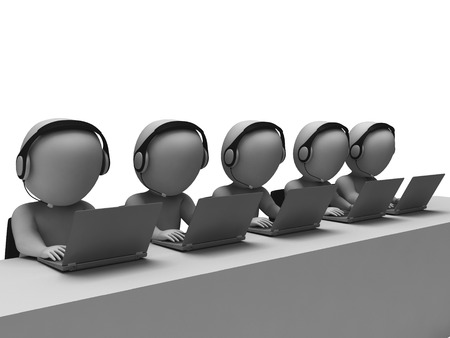 Helpdesk Hotline Operators Showing Call Center And Serviceの写真素材