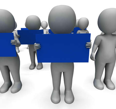 Characters Holding Signs Show Talking Communication Or Discussion