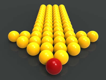 Leading Metallic Balls In Arrow Showing Leadership And Vision