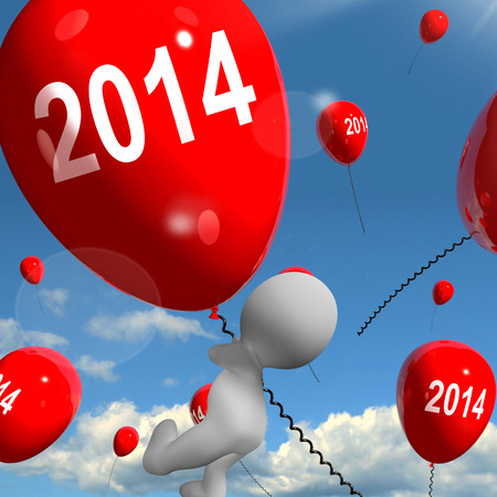 Two Thousand Fourteen on Balloons Showing Year 2014